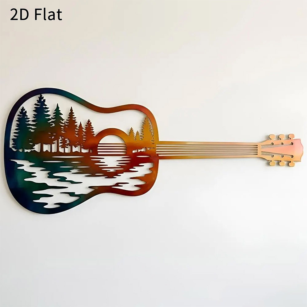 Lighting Metal Wall Decor - CIFBUY Iron Wall Art Guitar Sunset