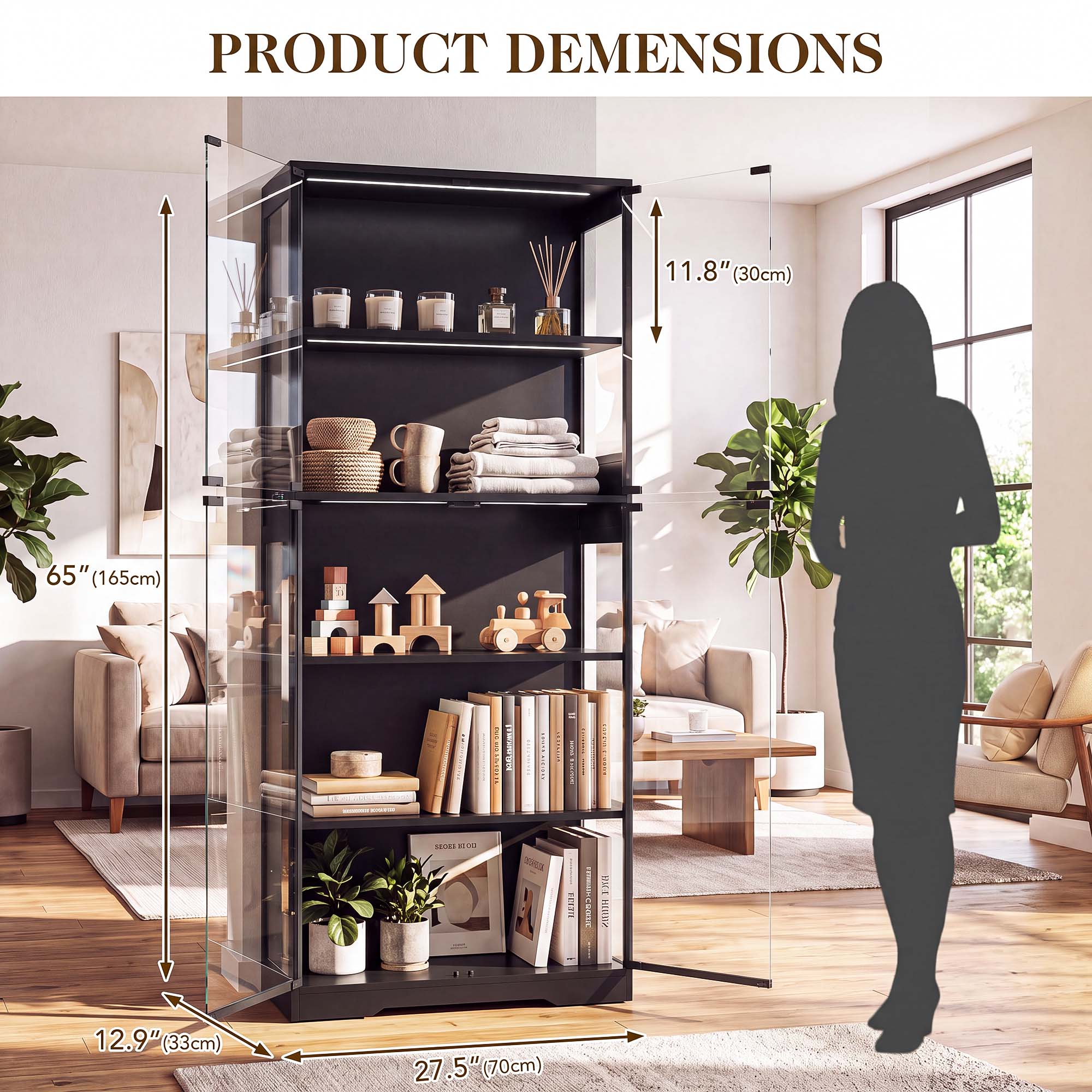 TCGBKAF 5‑Tier Display Cabinet - đánh giá và giá Led Lighting Decor