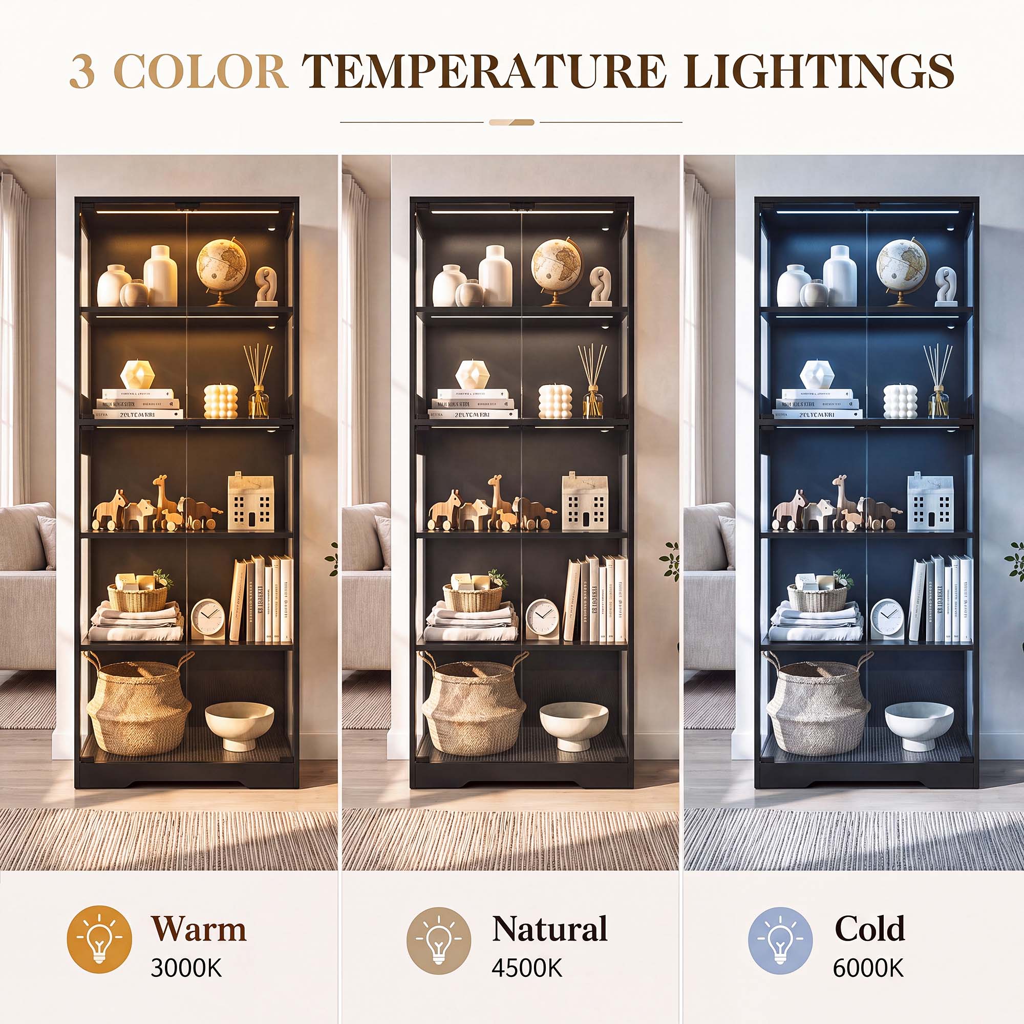 TCGBKAF 5‑Tier Display Cabinet - đánh giá và giá Led Lighting Decor