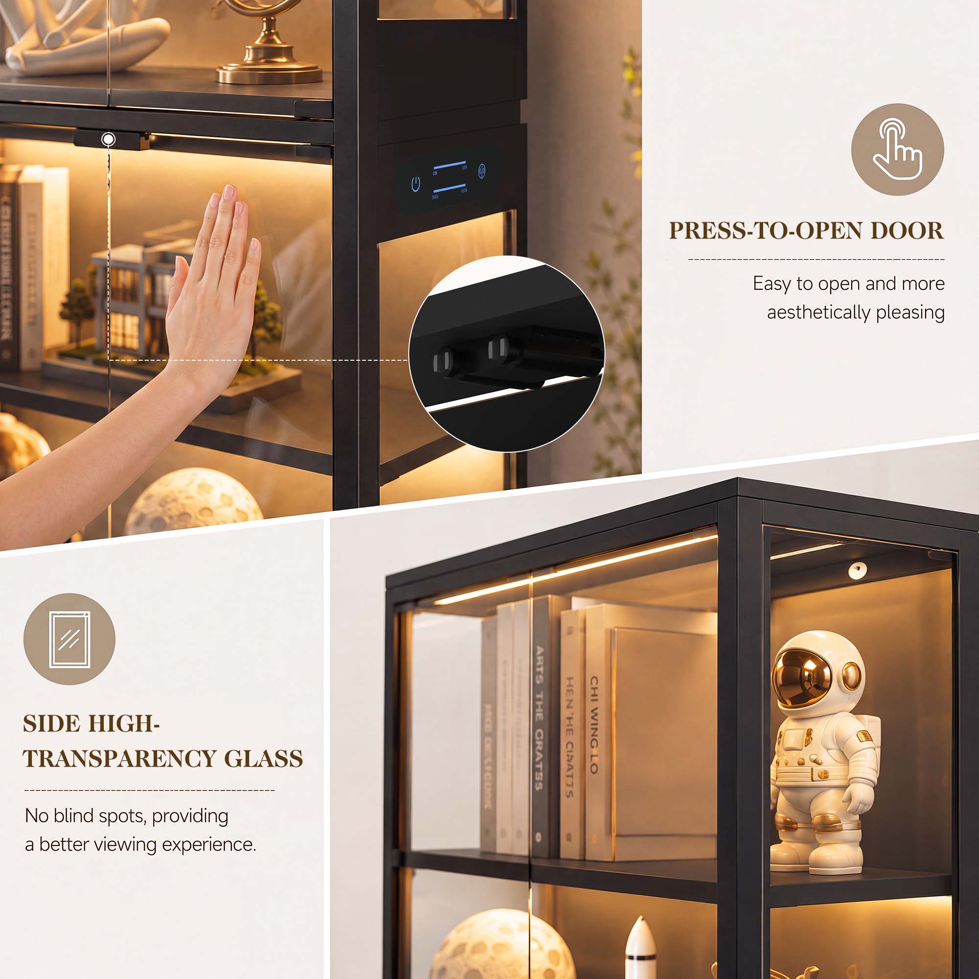 TCGBKAF 5‑Tier Display Cabinet - đánh giá và giá Led Lighting Decor