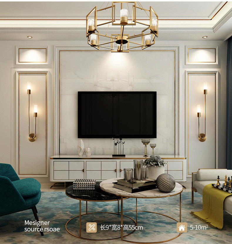 Retro Background Living Room A - đánh giá và giá Wall Decor Lighting