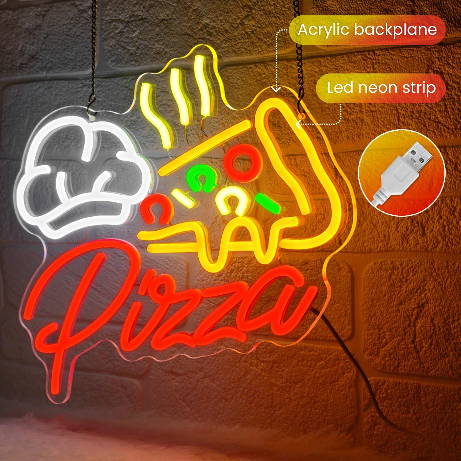 Pizza Neon Sign Colorful Pizza - đánh giá và giá Wall Decor Lighting